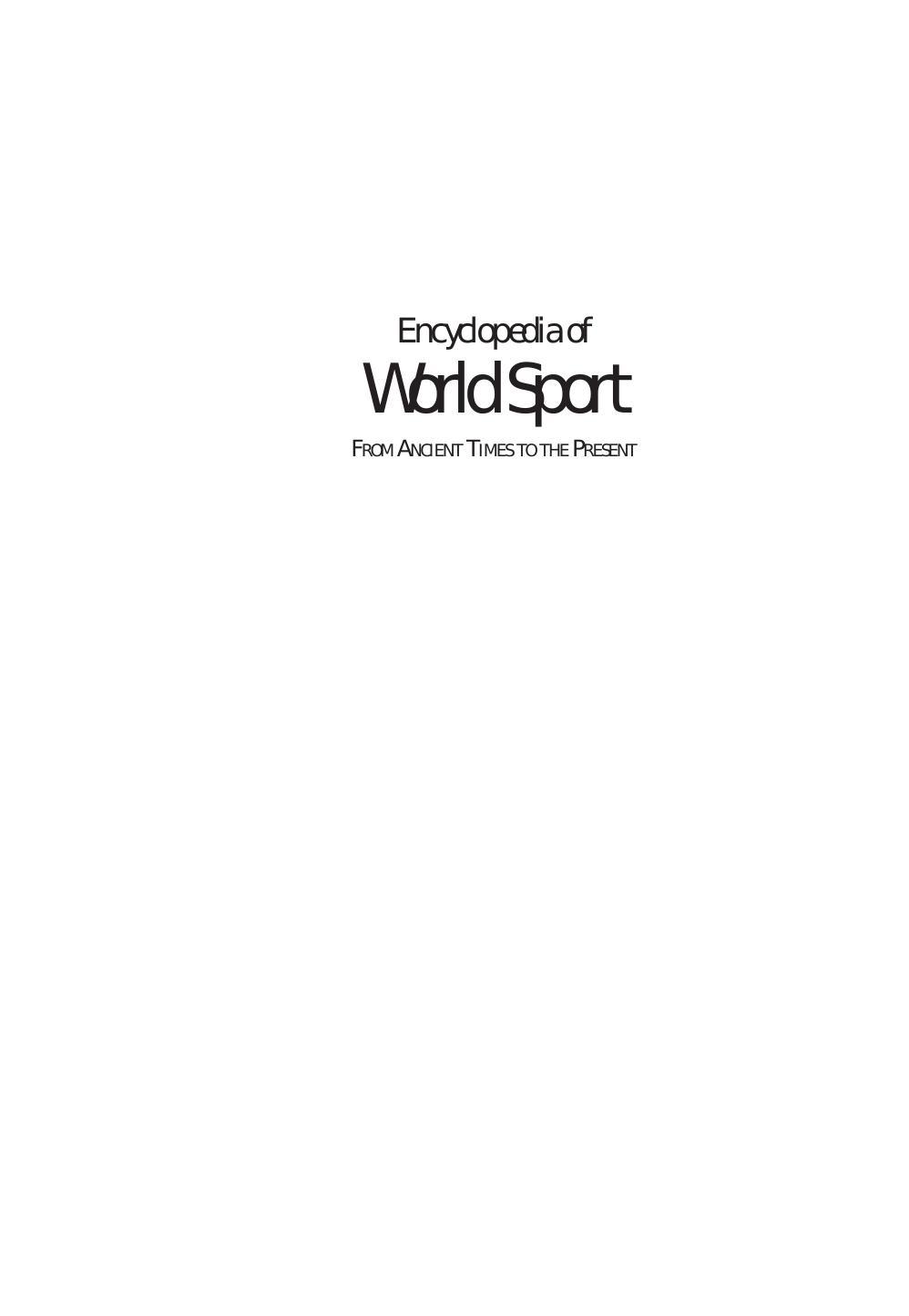 Encyclopedia of World Sport by Unknown