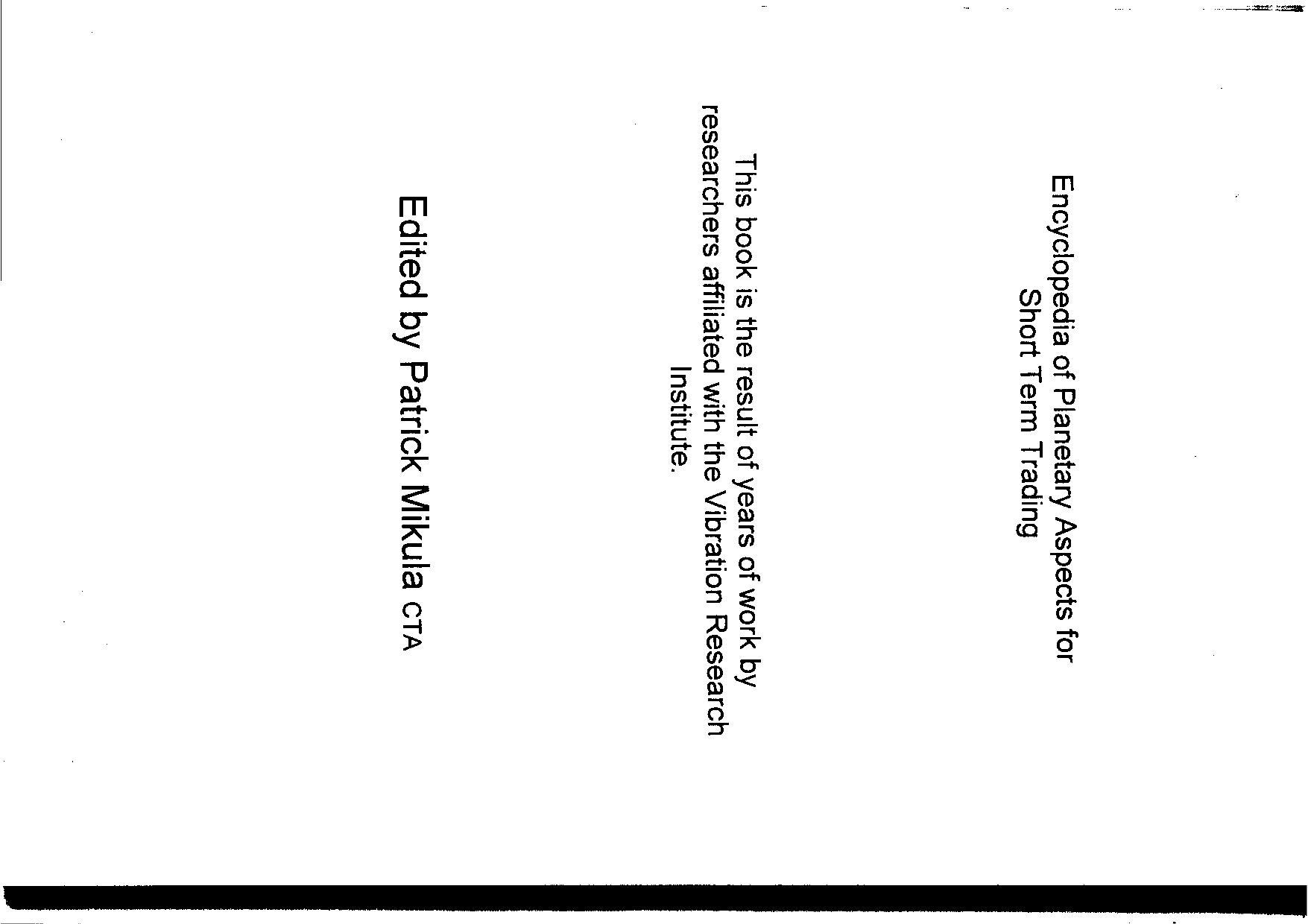 Encyclopedia of planetary aspects for short term trading by Patrick Mikula
