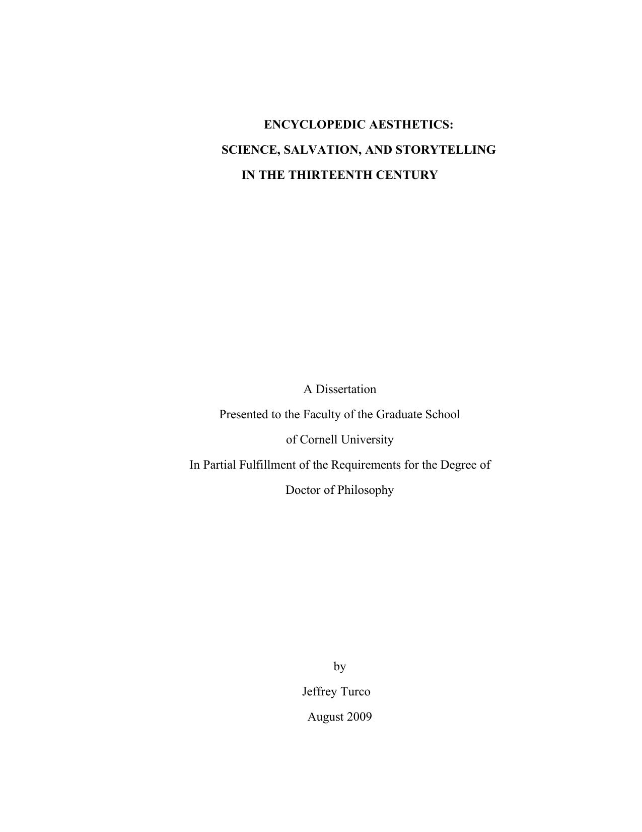 Encyclopedic Aesthetics : Science, Salvation, And Storytelling In The Thirteenth Century by Turco Jeffrey