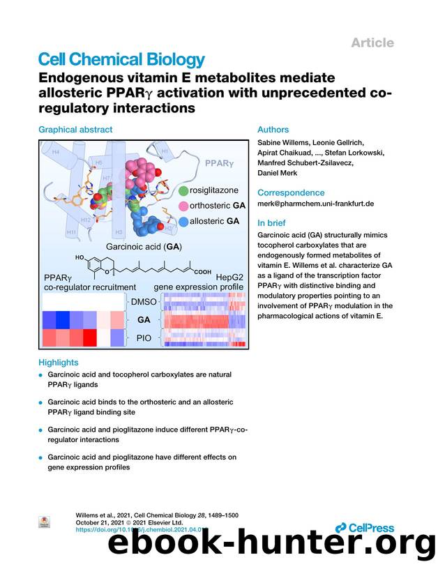 Endogenous vitamin E metabolites mediate allosteric PPAR&gamma; activation with unprecedented co-regulatory interactions by unknow