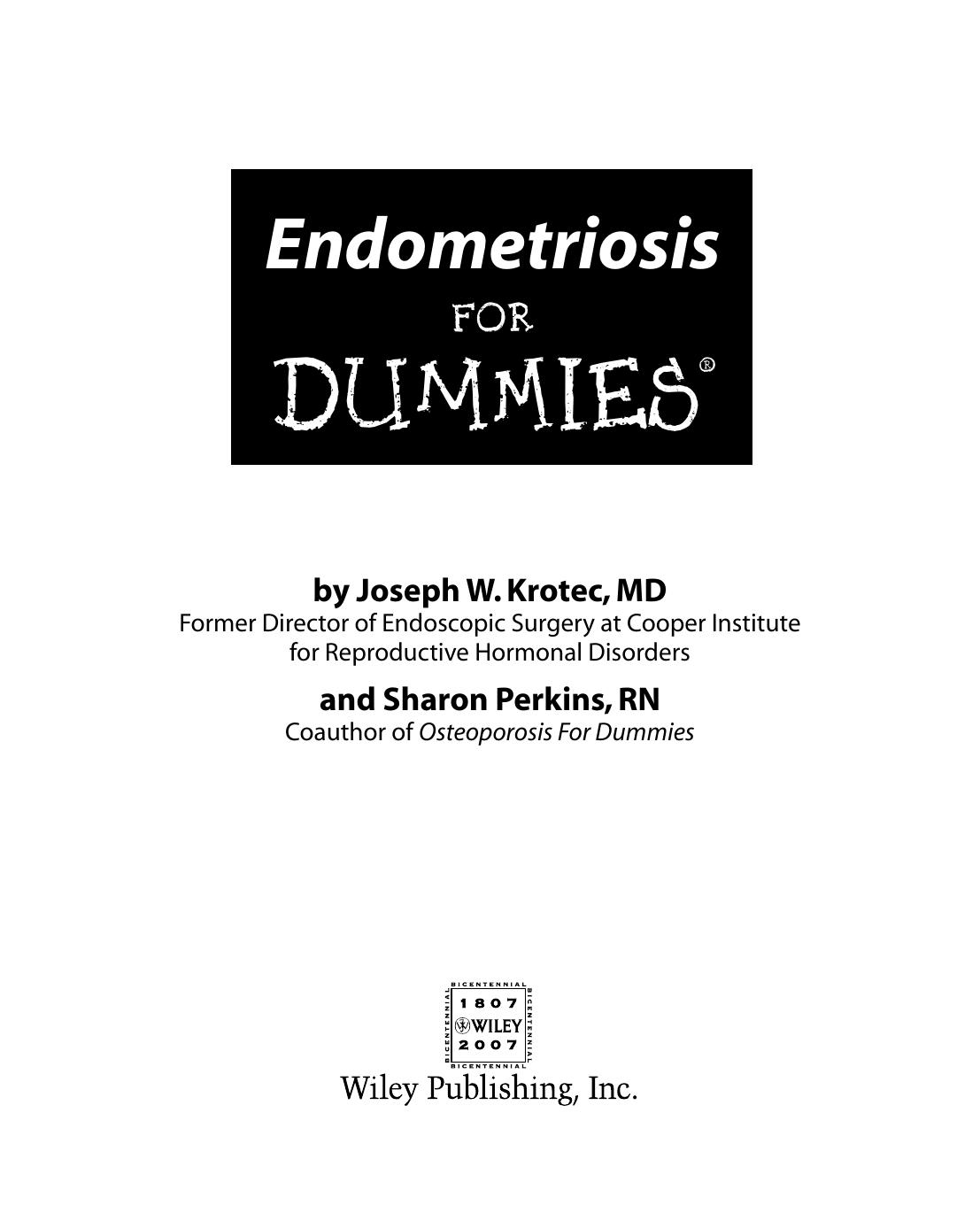 Endometriosis for DUMmIES by Unknown