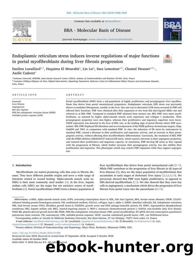 Endoplasmic reticulum stress induces inverse regulations of major functions in portal myofibroblasts during liver fibrosis progression by unknow