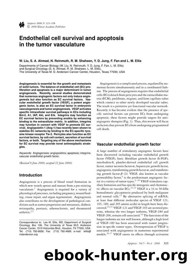 Endothelial cell survival and apoptosis in the tumor vasculature by Unknown