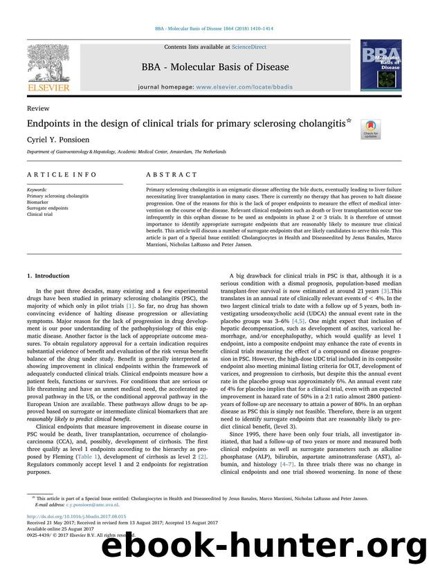 Endpoints in the design of clinical trials for primary sclerosing cholangitis by Cyriel Y. Ponsioen