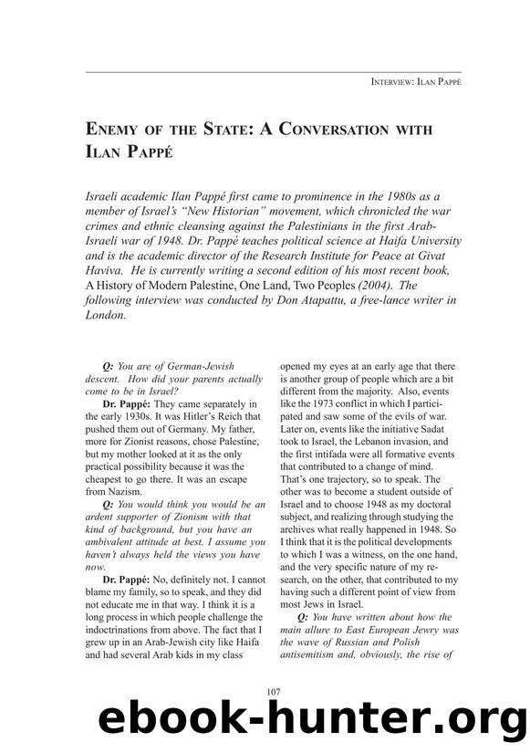 Enemy of the State: A Conversation with Ilan PappÃ© by Enemy of the State A Conversation & Ilan Pappé (2005)