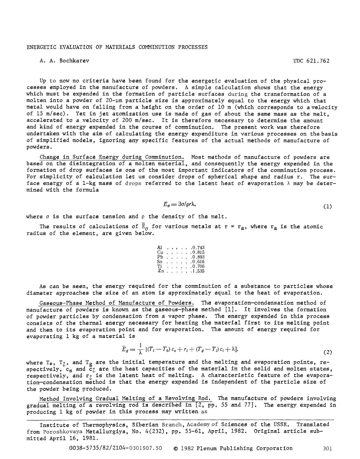 Energetic evaluation of materials comminution processes by Unknown