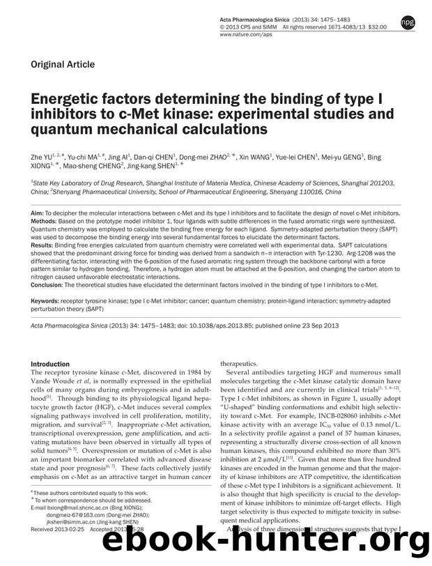 Energetic factors determining the binding of type I inhibitors to c-Met kinase: experimental studies and quantum mechanical calculations by unknow