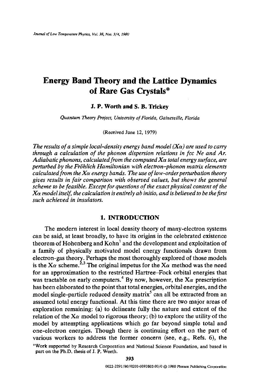 Energy band theory and the lattice dynamics of rare gas crystals by Unknown