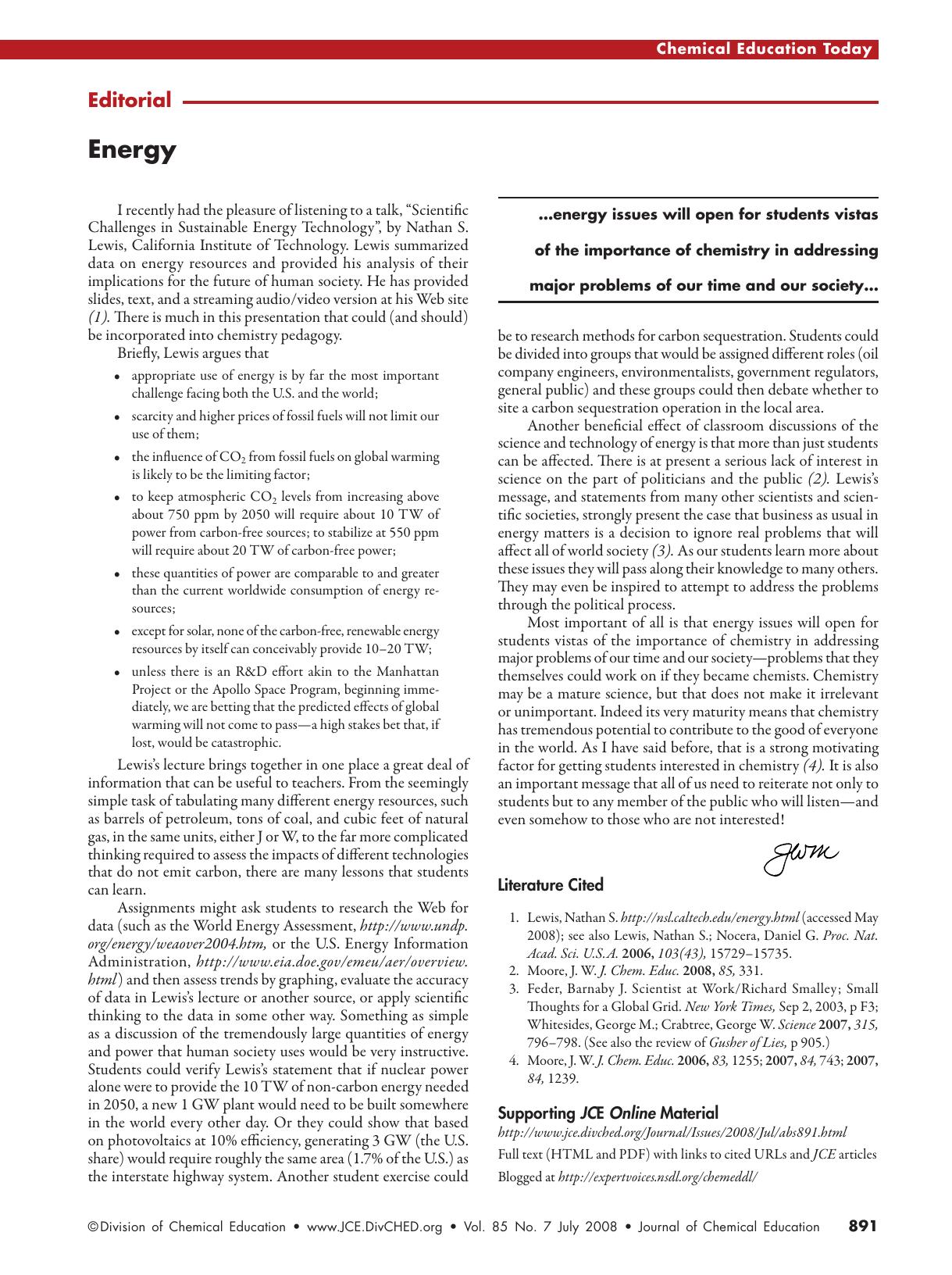 Energy by John W. Moore