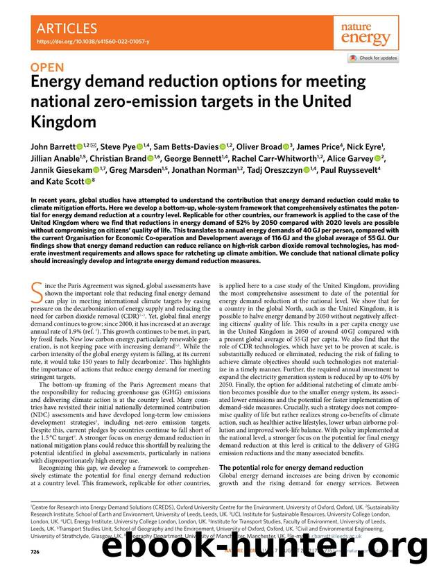 Energy demand reduction options for meeting national zero-emission targets in the United Kingdom by unknow