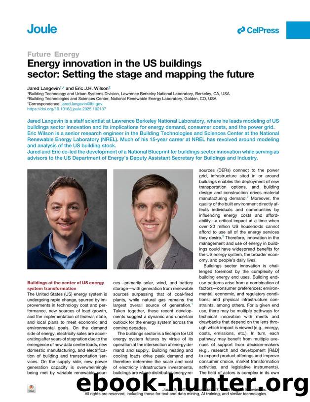 Energy innovation in the US buildings sector: Setting the stage and mapping the future by Jared Langevin & Eric J.H. Wilson