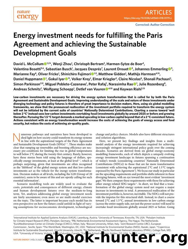 Energy investment needs for fulfilling the Paris Agreement and achieving the Sustainable Development Goals by unknow