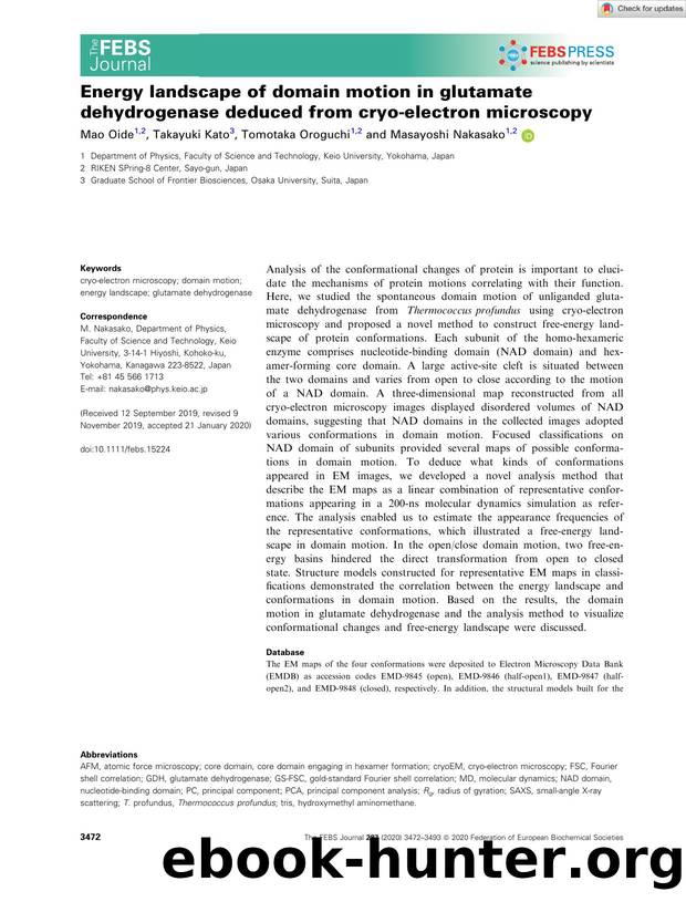 Energy landscape of domain motion in glutamate dehydrogenase deduced from cryoâelectron microscopy by Unknown