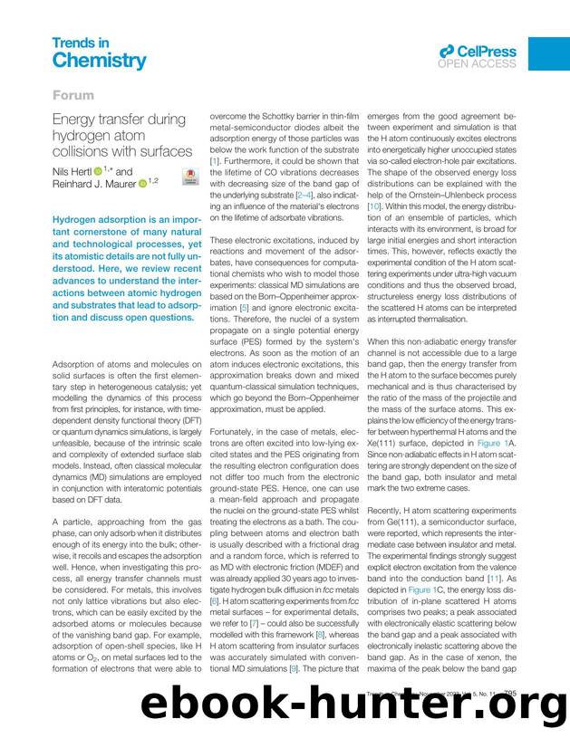 Energy transfer during hydrogen atom collisions with surfaces by Nils Hertl & Reinhard J. Maurer