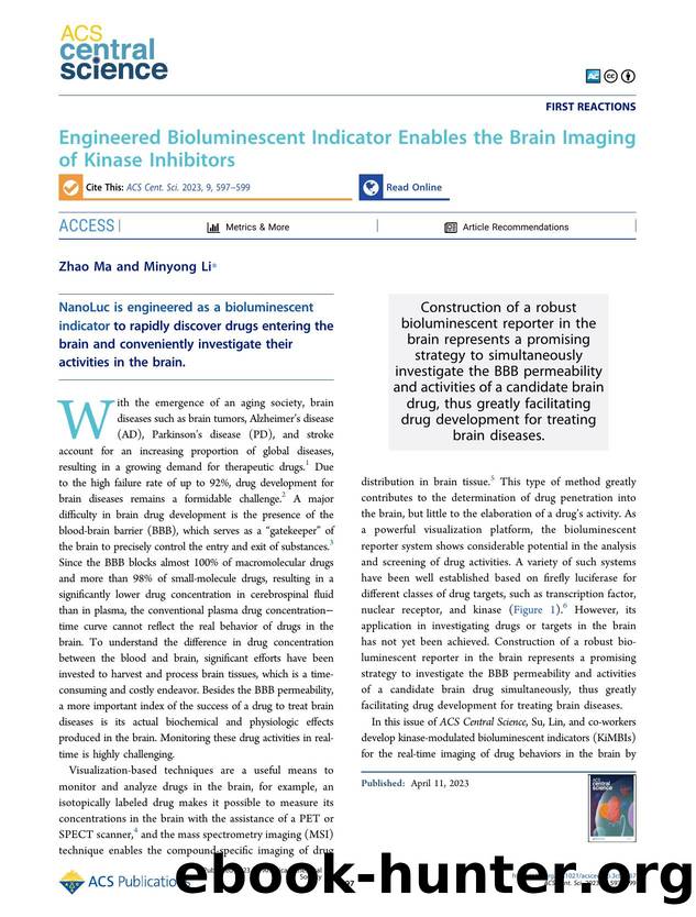 Engineered Bioluminescent Indicator Enables the Brain Imaging of Kinase Inhibitors by Zhao Ma (ORCID: g/0000-0002-8000-5324) & Minyong Li (ORCID: g/0000-0003-3276-4921)