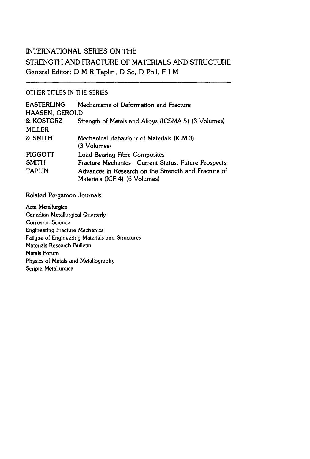 Engineering Applications of Fracture Analysis. Proceedings of the First National Conference on Fracture Held in Johannesburg, South Africa, 7â9 November 1979 by G.G. Garrett D.L. Marriott