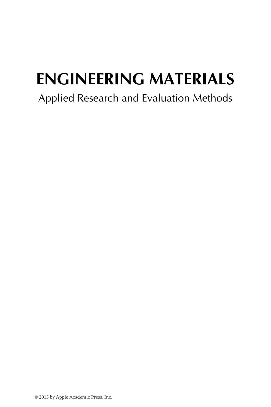 Engineering Materials : Applied Research and Evaluation Methods by Ali Pourhashemi