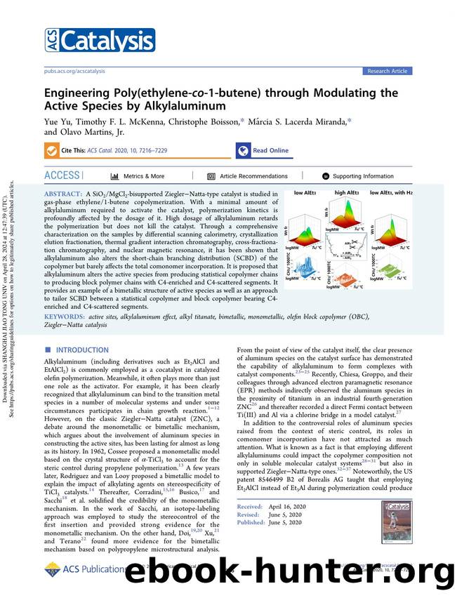 Engineering Poly(ethylene-co-1-butene) through Modulating the Active Species by Alkylaluminum by Yue Yu Timothy F. L. McKenna Christophe Boisson Márcia S. Lacerda Miranda & Olavo Martins Jr