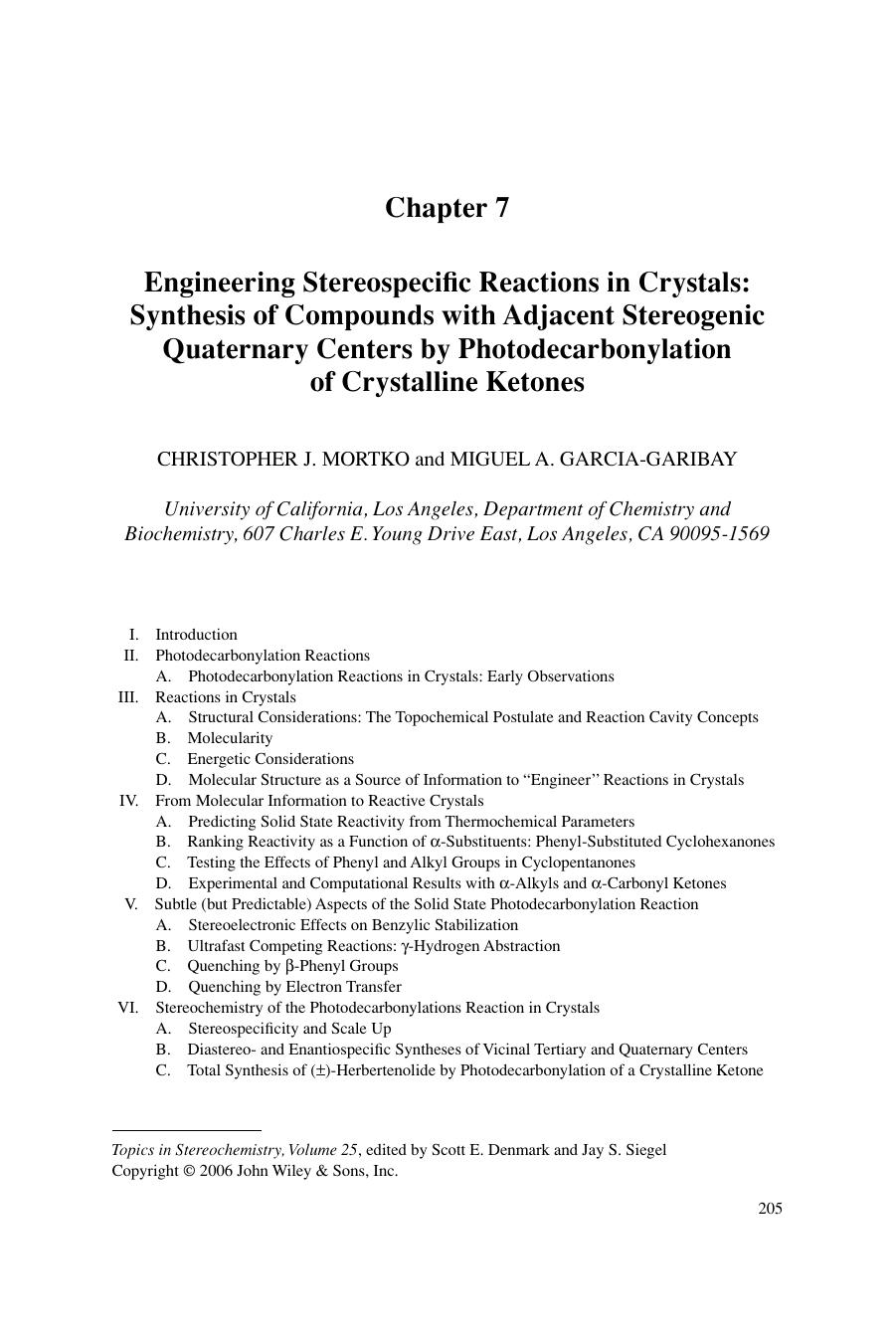 Engineering Stereospecific Reactions in Crystals: Synthesis of Compounds with Adjacent Stereogenic Quaternary Centers by Photodecarbonylation of Crystalline Ketones by Unknown