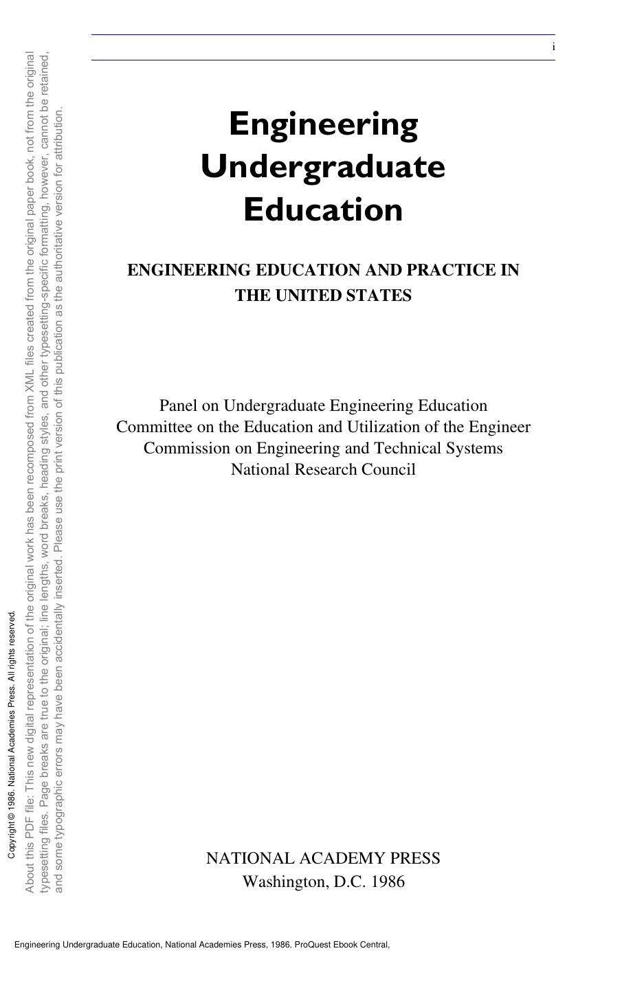 Engineering Undergraduate Education by unknow