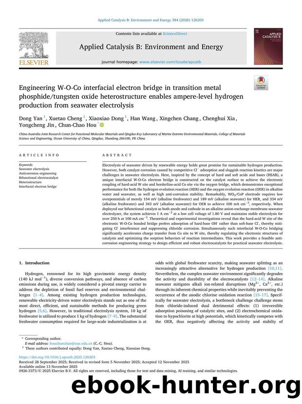 Engineering W-O-Co interfacial electron bridge in transition metal phosphidetungsten oxide heterostructure enables ampere-level hydrogen production from seawater electrolysis by unknow