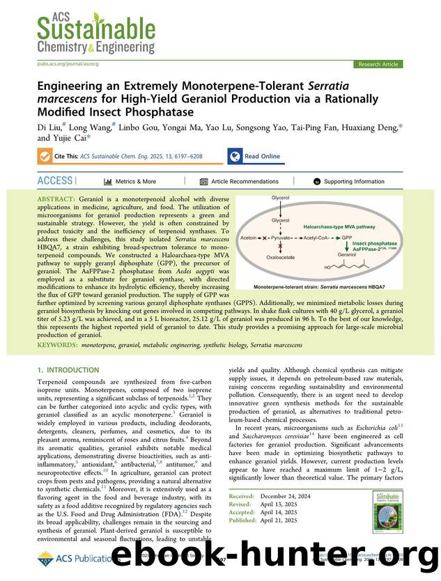 Engineering an Extremely Monoterpene-Tolerant Serratia marcescens for High-Yield Geraniol Production via a Rationally Modified Insect Phosphatase by unknow