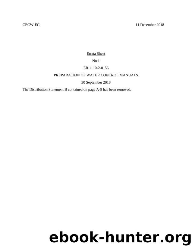 Engineering and Design Preparation of Water Control Manuals by CECW-CE