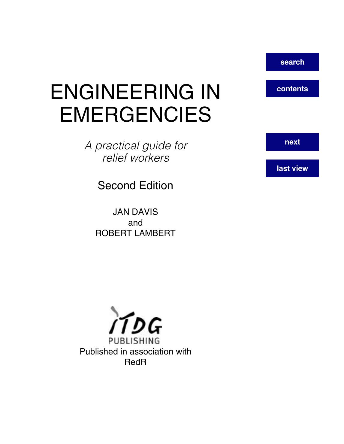 Engineering in Emergencies: A Practical Guide for Relief Workers by Jan Davis Robert Lambert