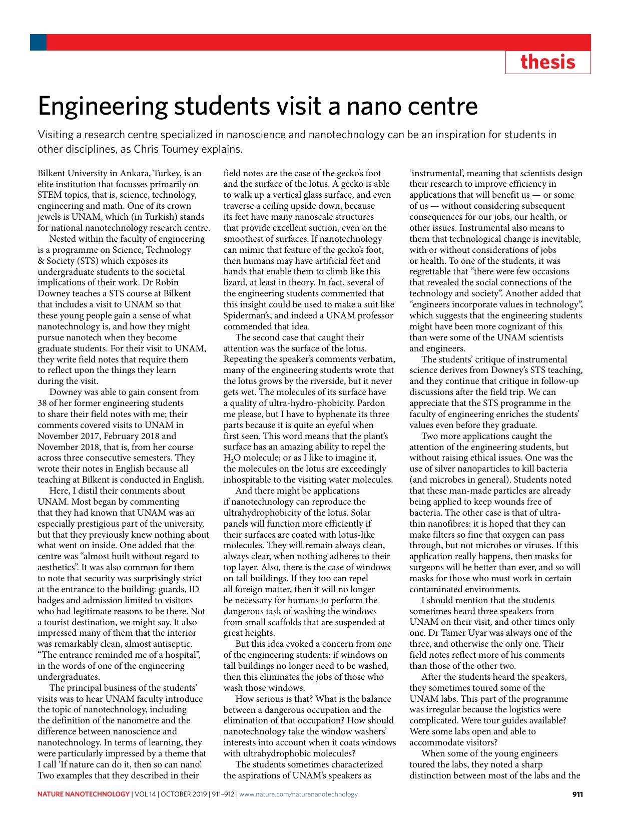 Engineering students visit a nano centre by Chris Toumey