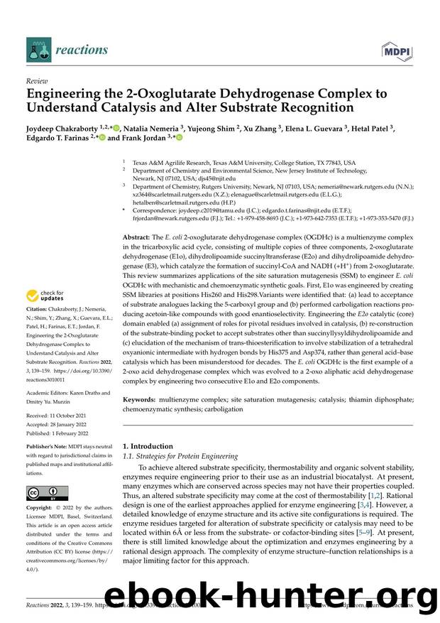 Engineering the 2-Oxoglutarate Dehydrogenase Complex to Understand Catalysis and Alter Substrate Recognition by unknow