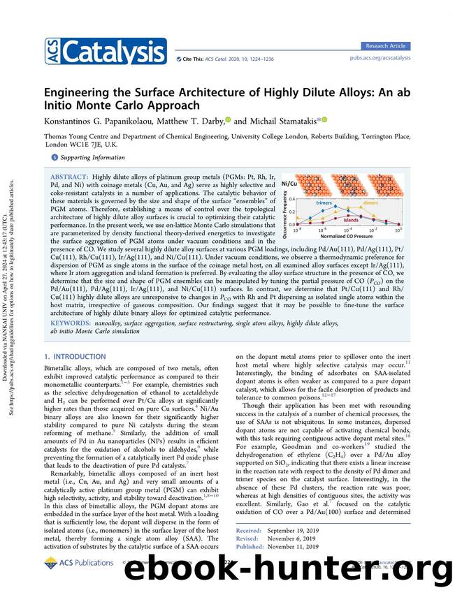 Engineering the Surface Architecture of Highly Dilute Alloys: An ab Initio Monte Carlo Approach by Konstantinos G. Papanikolaou Matthew T. Darby & Michail Stamatakis