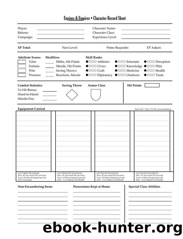 Engines & Empires Character Sheets (2nd ed) by Unknown