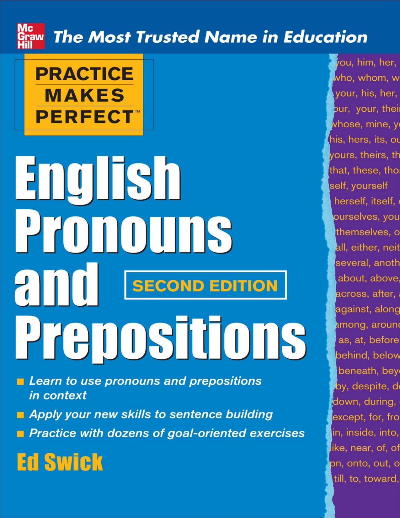 English Pronouns and Prepositions by Ed Swick