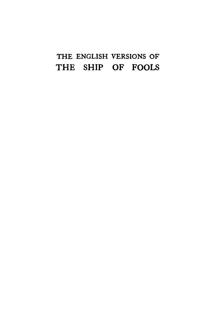 English Versions of the Ship of Fools: A Contribution to the History of the Early French Renaissance in England by Aurelius Pompen