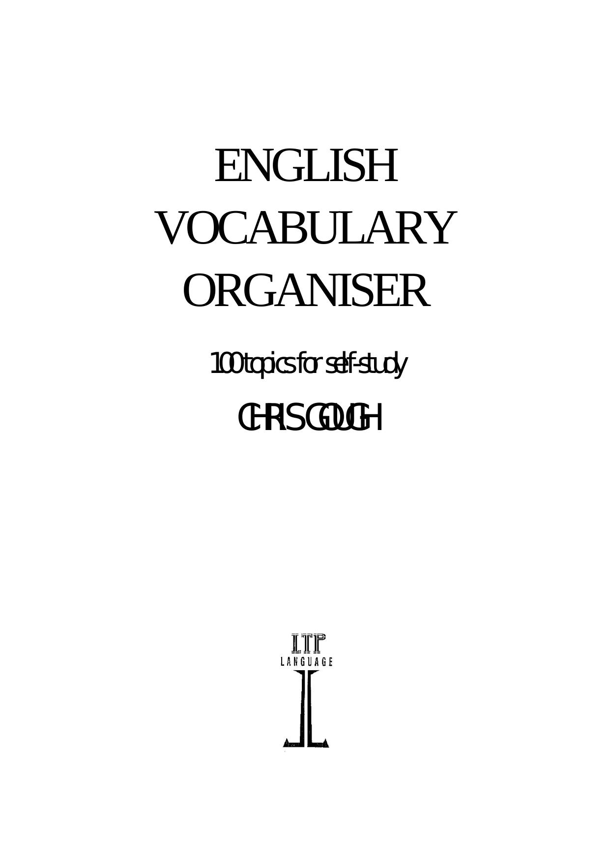 English Vocabulary Organizer (with answer key) by Gough Chris