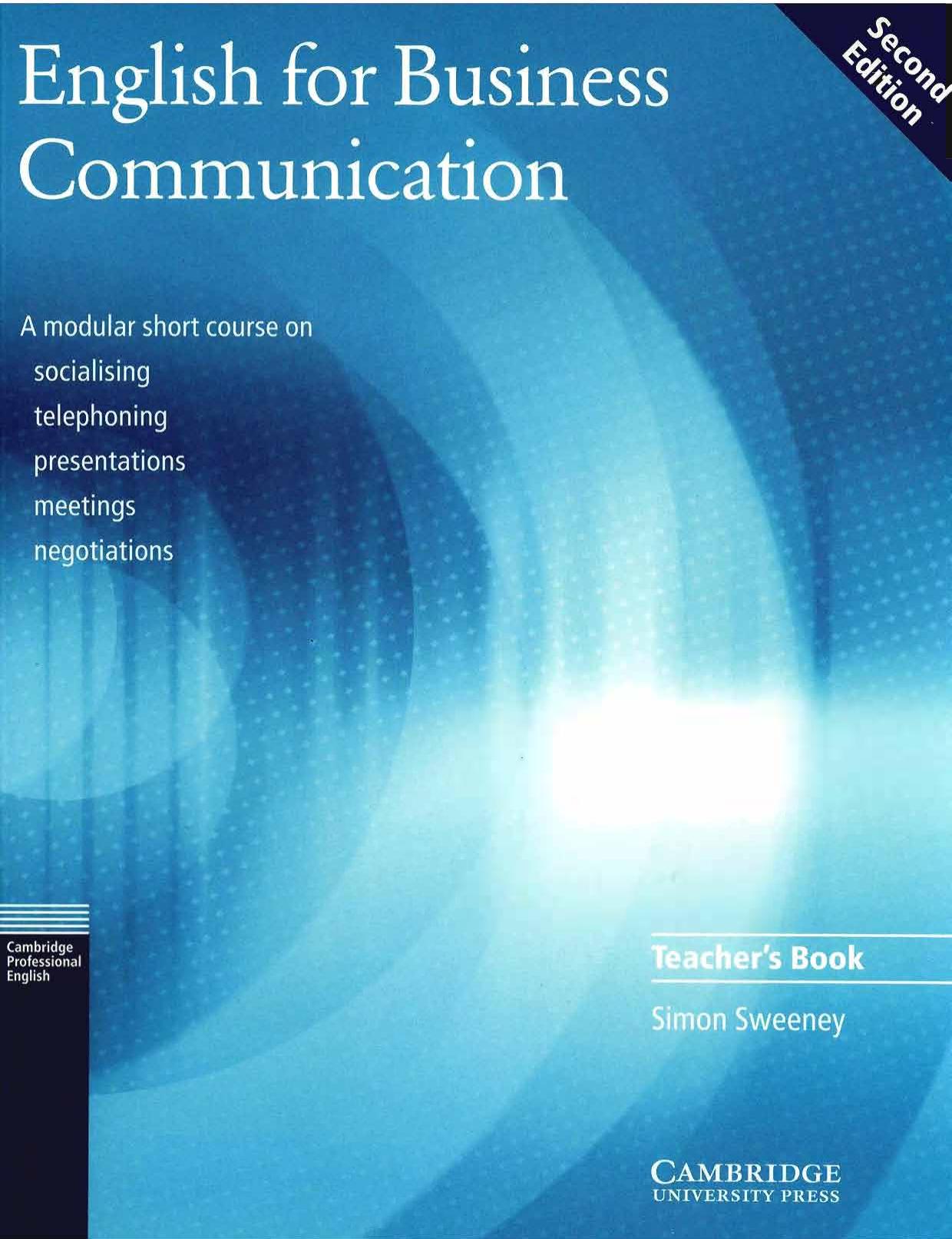 English for Business Communication Teacher's book by Simon Sweeney