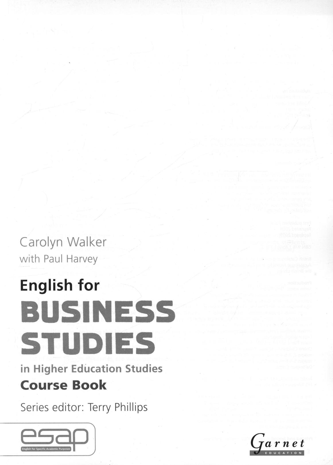 English for Business Studies in Higher Education Studies by Walker Carolyn
