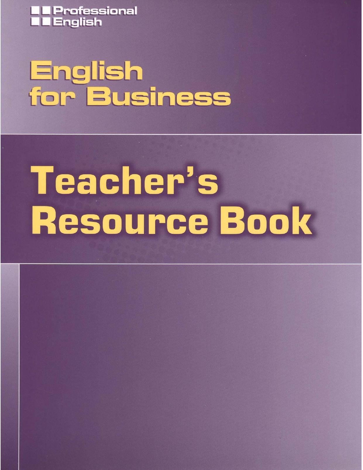 English for Business. Teacher's Resource Book by Williams Ivor