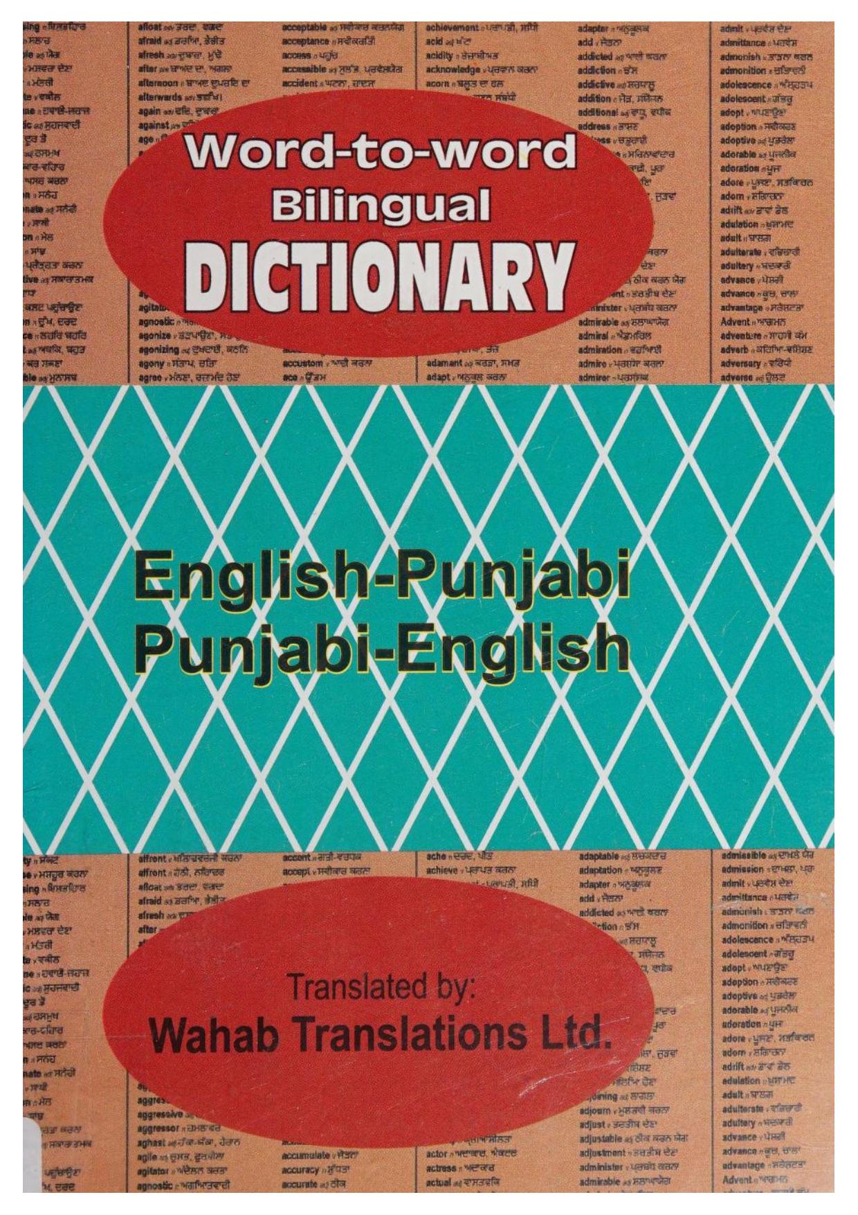 English-Punjabi & Punjabi-English Word-to-Word Dictionary by C Cesma