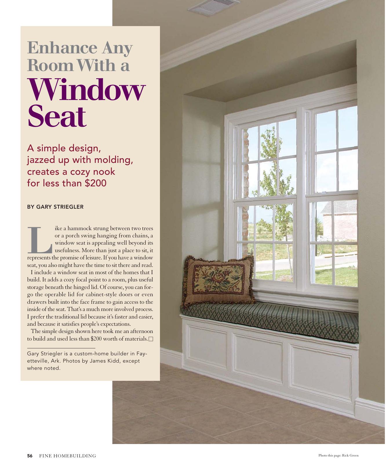 Enhance a Room With a Window Seat by Gary Striegler