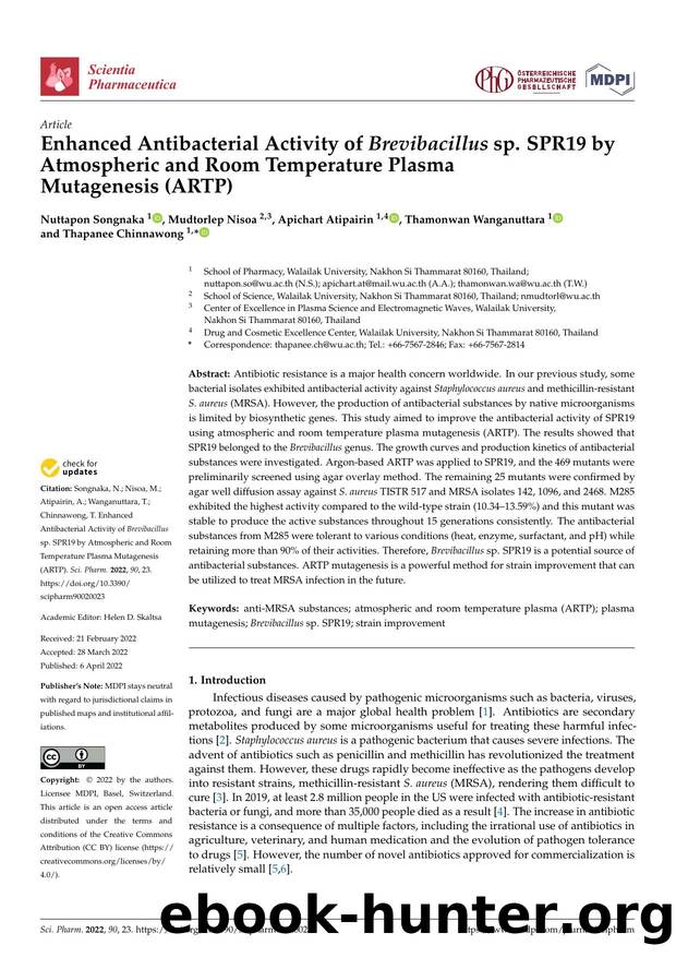 Enhanced Antibacterial Activity of Brevibacillus sp. SPR19 by Atmospheric and Room Temperature Plasma Mutagenesis (ARTP) by Nuttapon Songnaka Mudtorlep Nisoa Apichart Atipairin Thamonwan Wanganuttara & Thapanee Chinnawong