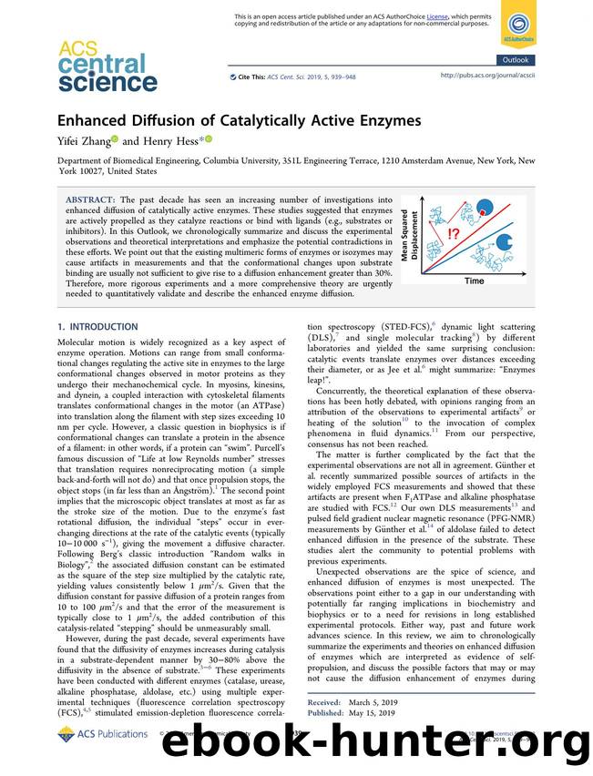 Enhanced Diffusion of Catalytically Active Enzymes by Yifei Zhang (ORCID: 0000-0002-0014-611X) & Henry Hess (ORCID: 0000-0002-5617-606X)