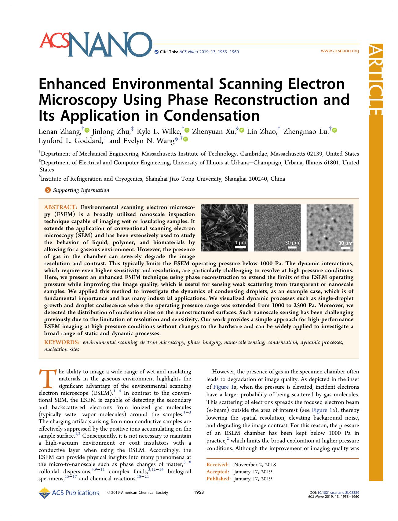Enhanced Environmental Scanning Electron Microscopy Using Phase Reconstruction and Its Application in Condensation by unknow