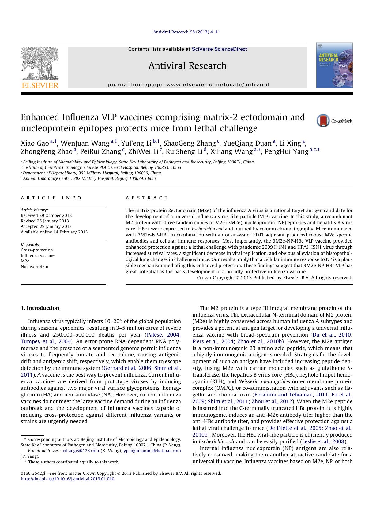 Enhanced Influenza VLP vaccines comprising matrix-2 ectodomain and nucleoprotein epitopes protects mice from lethal challenge by unknow