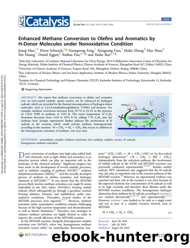 Enhanced Methane Conversion to Olefins and Aromatics by H-Donor Molecules under Nonoxidative Condition by unknow
