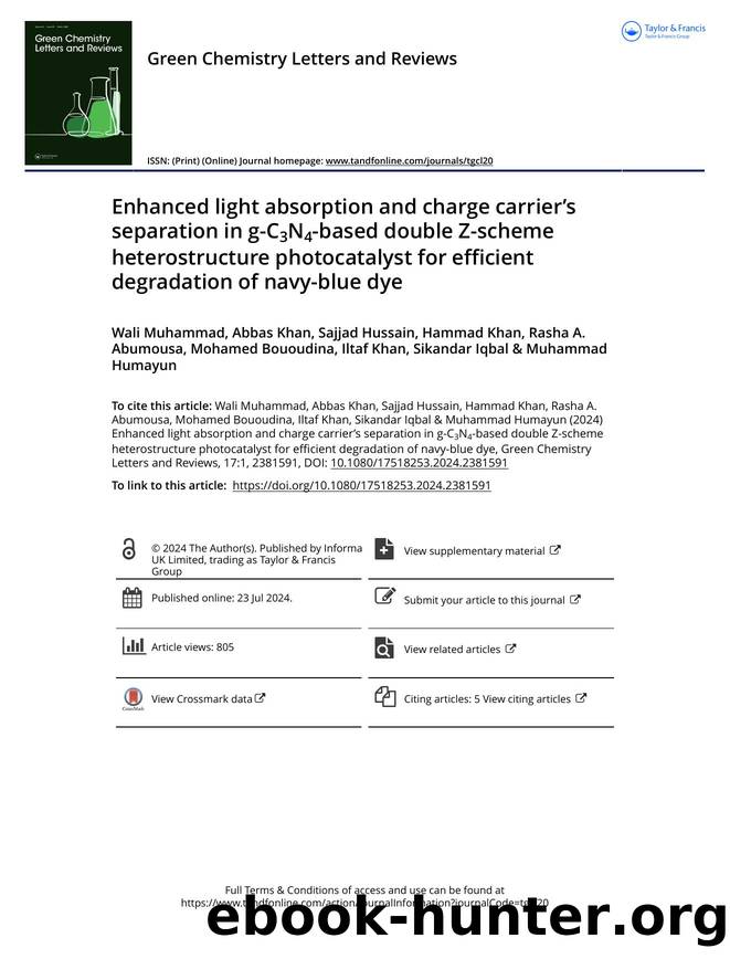 Enhanced light absorption and charge carrierâs separation in g-C3N4-based double Z-scheme heterostructure photocatalyst for efficient degradation of navy-blue dye by Wali Muhammad & Sajjad Hussain & Hammad Khan