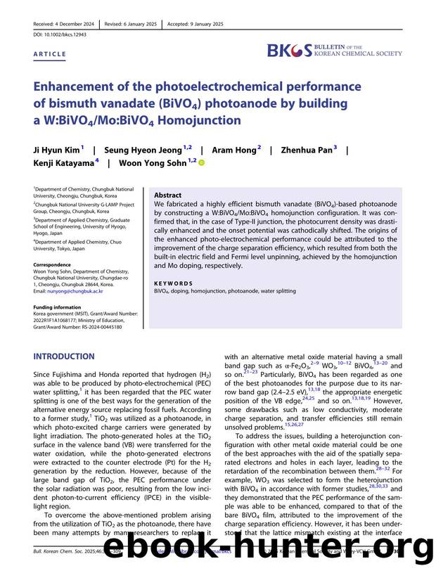 Enhancement of the Photoelectrochemical Performance of Bismuth Vanadate (BiVO4) Photoanode by Building a W:BiVO4Mo:BiVO4 Homojunction by Unknown