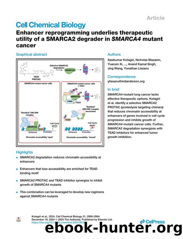 Enhancer reprogramming underlies therapeutic utility of a SMARCA2 degrader in SMARCA4 mutant cancer by unknow