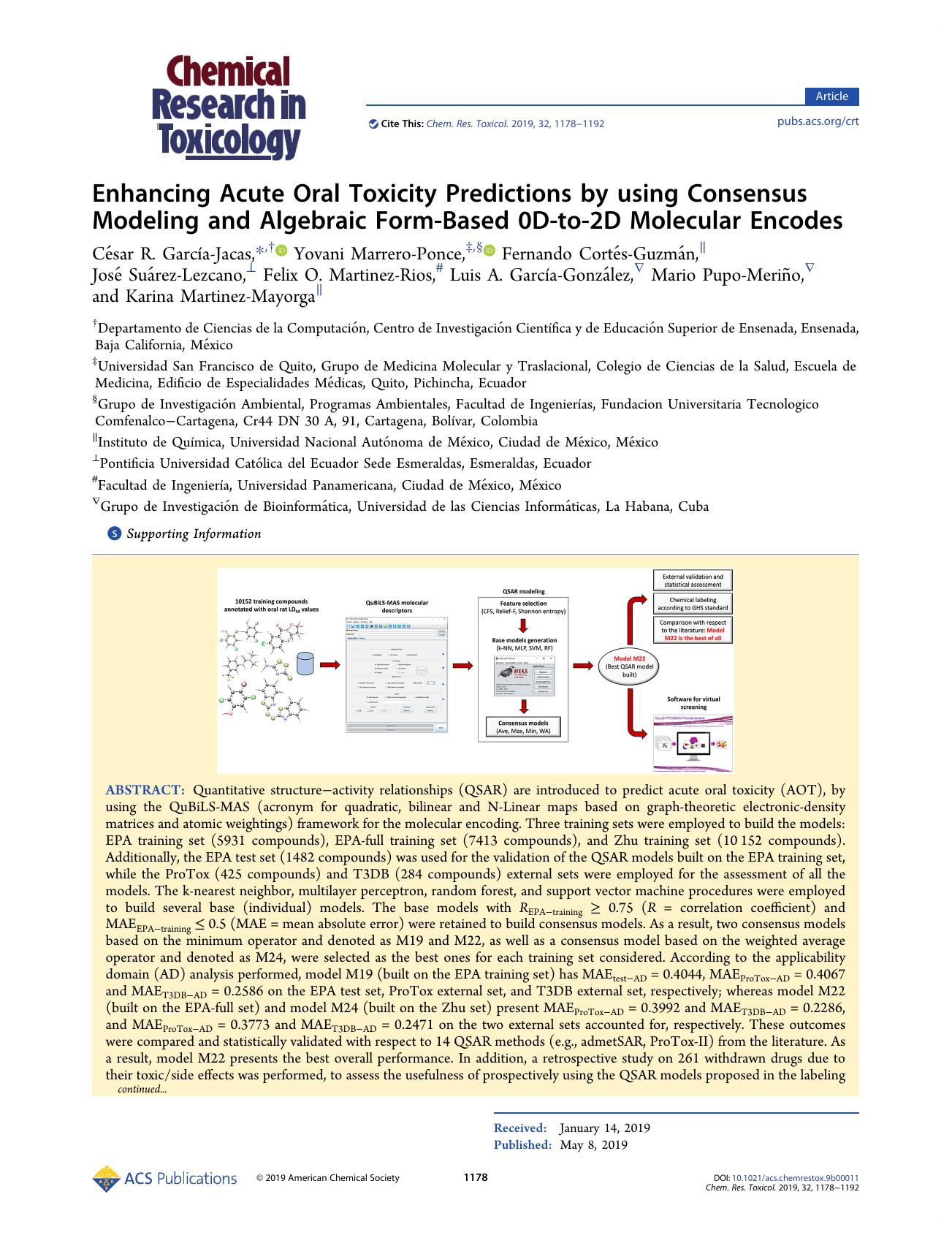 Enhancing Acute Oral Toxicity Predictions by using Consensus Modeling and Algebraic Form-Based 0D-to-2D Molecular Encodes by unknow