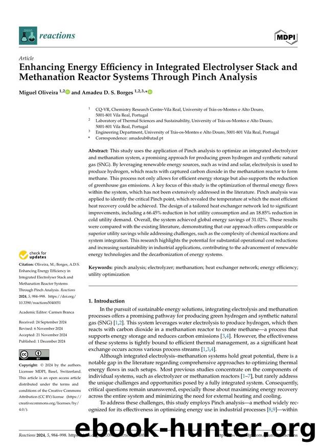 Enhancing Energy Efficiency in Integrated Electrolyser Stack and Methanation Reactor Systems Through Pinch Analysis by Miguel Oliveira & Amadeu D. S. Borges